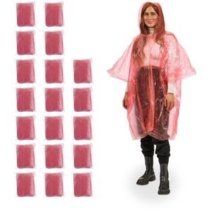Regenponcho Relaxdays Länge 98 cm, Einweg, 20 Stück