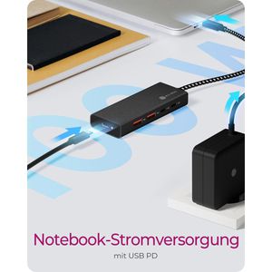 Produktbild für USB-Hub ICY-BOX IB-HUB1436-CPD, schwarz, mit Metallgehäuse