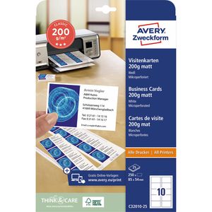 Produktbild für Visitenkarten Zweckform C32010-25, 85 x 54mm