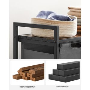 Produktbild für Wäschekorb Vasagle BLH201G01, grau, 2 Fächer