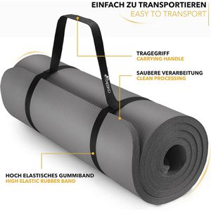 Produktbild für Yogamatte Tresko mit Tragegurt, grau, 1 cm stark