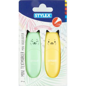 Produktbild für Textmarker Stylex Mini Katzendesign 31474, 2 Stück