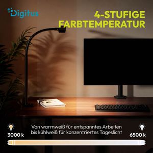 Produktbild für Schreibtischlampe Digitus DA-90490, schwarz, LED, dimmbar