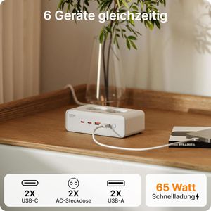 Produktbild für Steckdosenleiste Voomy Power S20 65W, mit 2m Kabel