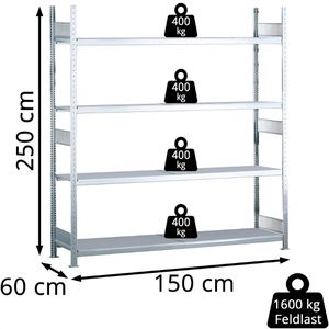 Produktbild für Weitspannregal Schulte 15584, 4 Metallböden