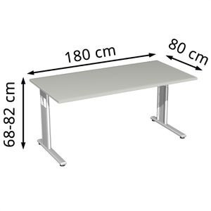 Produktbild für Schreibtisch Geramöbel Flex S-617146-LS, lichtgrau / silber