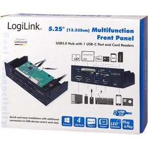 Produktbild für Kartenleser LogiLink UA0341, 8 in 1, 9-Pin/20- Mainboard