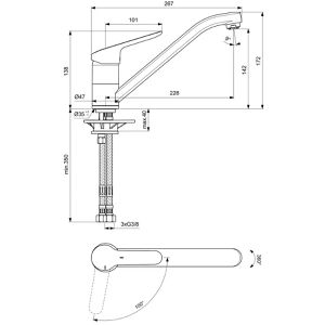 Produktbild für Küchenarmatur Ideal-Standard Ceraflex BC130AA , chrom