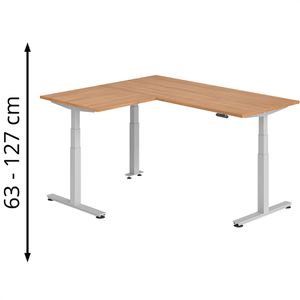 Schreibtisch Hammerbacher XDSMW, nussbaum / silber