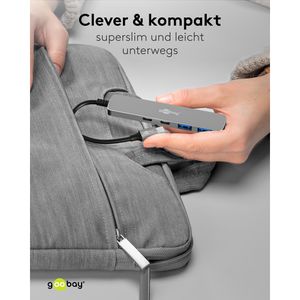 Produktbild für USB-Hub Goobay Slim 4-Port 79159, grau, mit Metallgehäuse