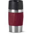 Isolierbecher Emsa Travel Mug Compact, 300 ml hält 3h warm, Edelstahl doppelwandig, weinrot