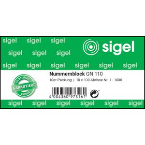 Produktbild für Nummernblock Sigel Doppelnummern GN110