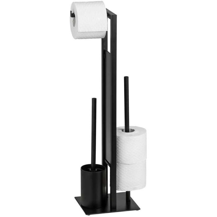 Stahl – WC-Garnitur 23708100, AG matt Ersatzrollenhalter, schwarz Böttcher mit Wenko / Rivalta Glas,
