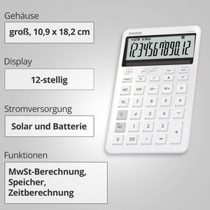 Produktbild für Taschenrechner Casio JW 200 DQ WE, mit Zeitberechnung