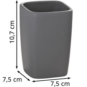 Produktbild für Zahnputzbecher Wenko Faro Grey, grau, aus Keramik