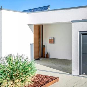 Produktbild für Briefkasten Metzler Anton, silber mit Holzoptik, aus Stahl