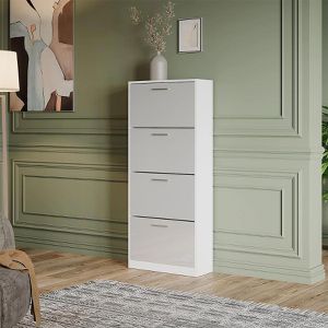 Produktbild für Schuhschrank Vicco Gizmo, weiß / weiß hochglanz