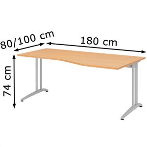 Produktbild für Schreibtisch Hammerbacher B-Serie, buche / silber