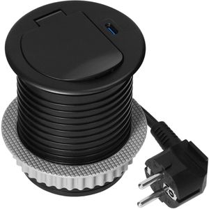 Produktbild für Einbausteckdose Orno GM-9040, mit 1,9 m Kabel, klappbar