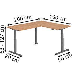 Produktbild für Schreibtisch Hammerbacher XDSMW, nussbaum / graphit