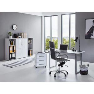 2, lichtgrau Roll... weiß, Büromöbel-Set Mini Schreibtisch, BMG-Möbel Kombi Tabor – Böttcher 5-teilig, / AG