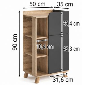 Produktbild für Badschrank Vicco Karen, 4 Füße, anthrazit / sonoma eiche