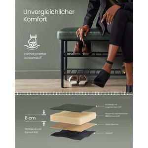 Produktbild für Schuhbank Vasagle EKHO, schwarz / grün, aus Metall
