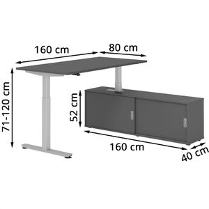 Produktbild für Schreibtisch Hammerbacher XMST 29306 graphit, mit Sideboard