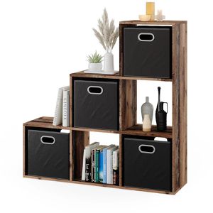 Produktbild für Bücherregal Vicco 52902, dunkelbraun, mit 4 Faltboxen