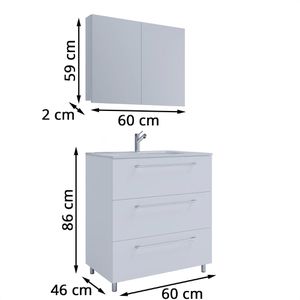 Produktbild für Waschtisch VCM Badinos, 914354, mit Spiegelschrank, weiß