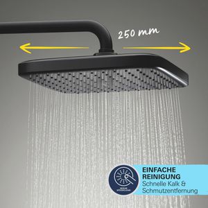 Produktbild für Duschsystem GROHE Vitalio Comfort 250, schwarz matt