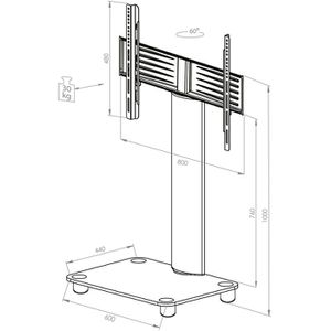 Produktbild für TV-Ständer VCM 17125 Tosal, Ablage &amp; Rollen, silber, Aluminium