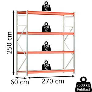 Produktbild für Weitspannregal Regalwerk EMMA, 4 Metallböden