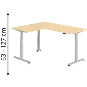 Produktbild für Schreibtisch Hammerbacher XDSMW, ahorn / silber