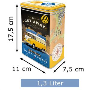Produktbild für Kaffeedose Nostalgic-Art VW Bulli Lets get away, aus Metall