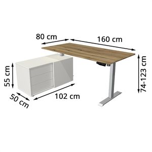 Produktbild für Schreibtisch Kerkmann Move 1, 2230, eiche, mit Sideboard