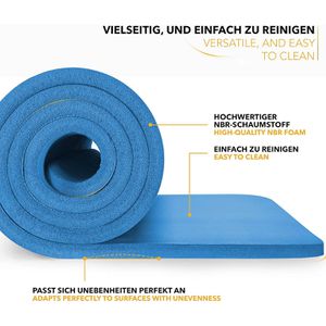 Produktbild für Yogamatte Tresko mit Tragegurt, blau, 1,5 cm stark