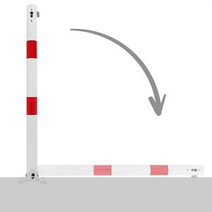 Produktbild für Absperrpfosten Alberts Klappy, rot/weiß, aus Metall