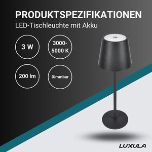 Produktbild für Tischlampe Luxula LX700160, schwarz, LED, warm- bis kaltweiß
