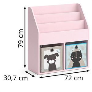 Produktbild für Bücherregal Vicco Luigi, rosa, mit 2 Faltboxen