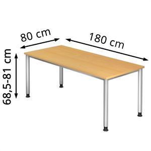 Produktbild für Schreibtisch Hammerbacher H-Serie, buche / silber