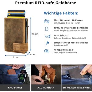 Produktbild für Kreditkartenetui SecWal Echt Leder braun Hunter, für 10 Karten