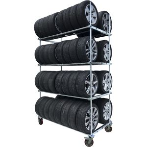 Produktbild für Reifenwagen Bertele Gigant, aus Metall, silber, für 64 Reifen