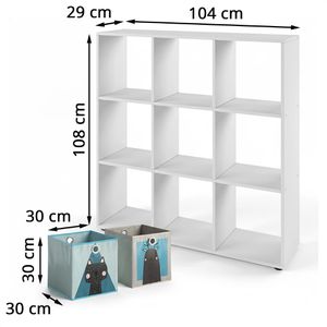 Produktbild für Bücherregal Vicco Nove, weiß, mit 6 Faltboxen