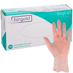 Einmalhandschuhe bingold Vinyl 45, transparent, 100 Stück