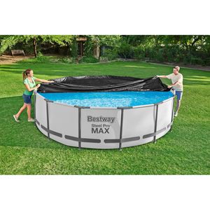 Produktbild für Poolabdeckung Bestway 58038, aus PVC, schwarz, mit Spannseil