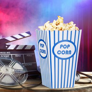 Produktbild für Popcorntüten Relaxdays blau-weiß gestreift