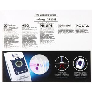 Produktbild für Staubsaugerbeutel AEG GR201SM, 12 Stück