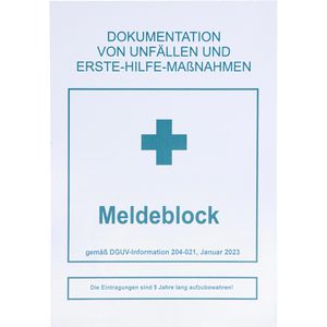 Leina-Werke Meldeblock REF 59012, A5 hoch, zur Dokumentation von Unfällen gem. DGUV, 32 Blatt
