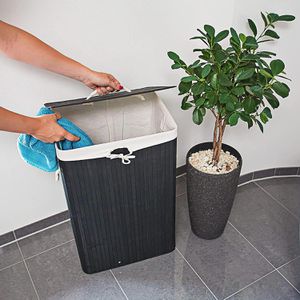 Produktbild für Wäschekorb Relaxdays schwarz, mit Deckel